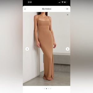 SKIMS SOFT LOUNGE RIBBED SLIP DRESS CAMEL SZ SM